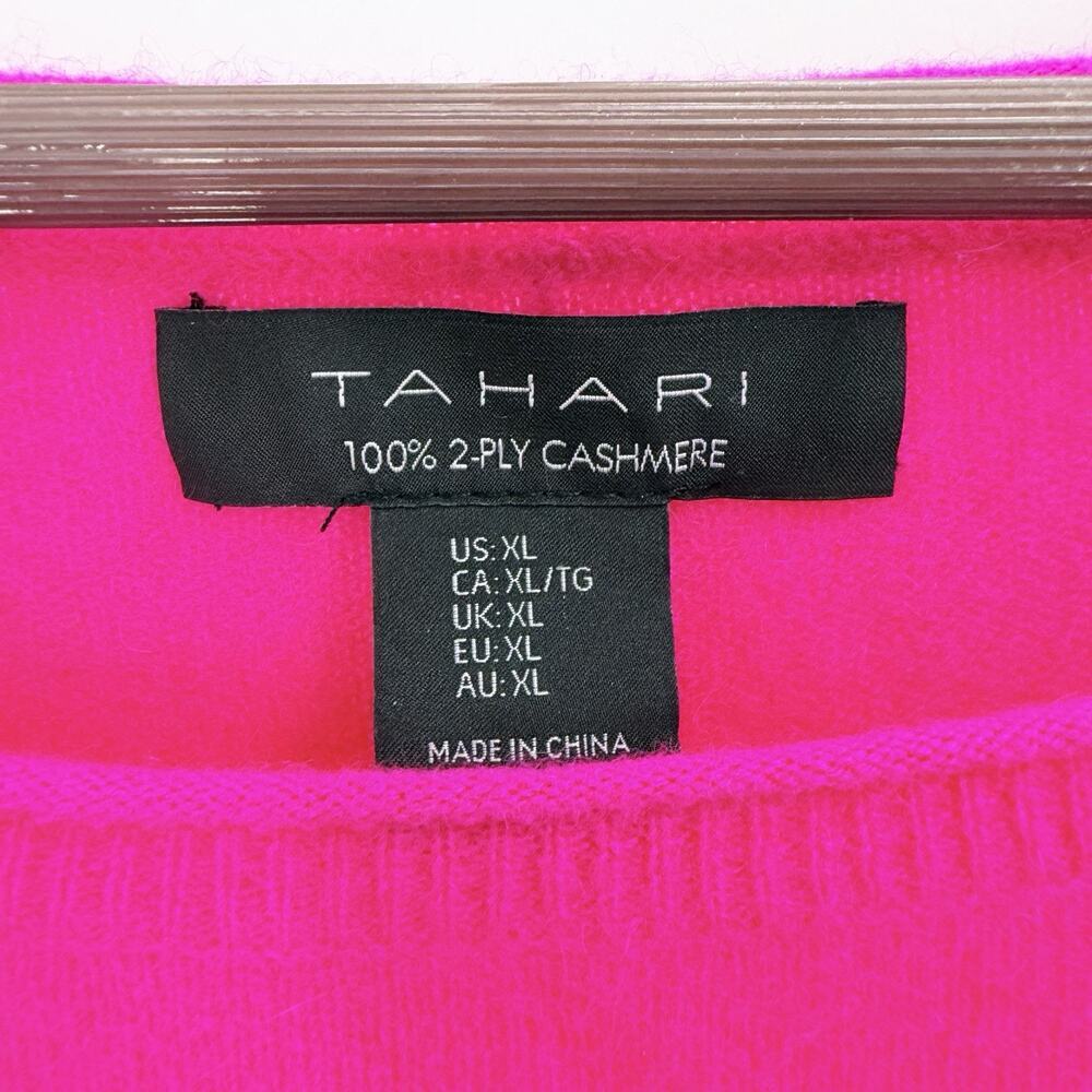 Tahari 100% 2 Ply Cashmere Hot Pink Dolman Sleeve Pullover Sweater Womens XL - Picture 4 of 4